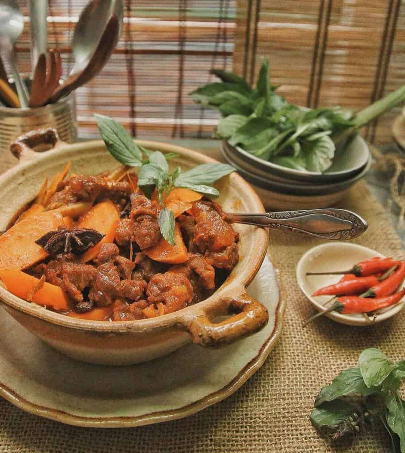 Delicious beef stew noodle soup.