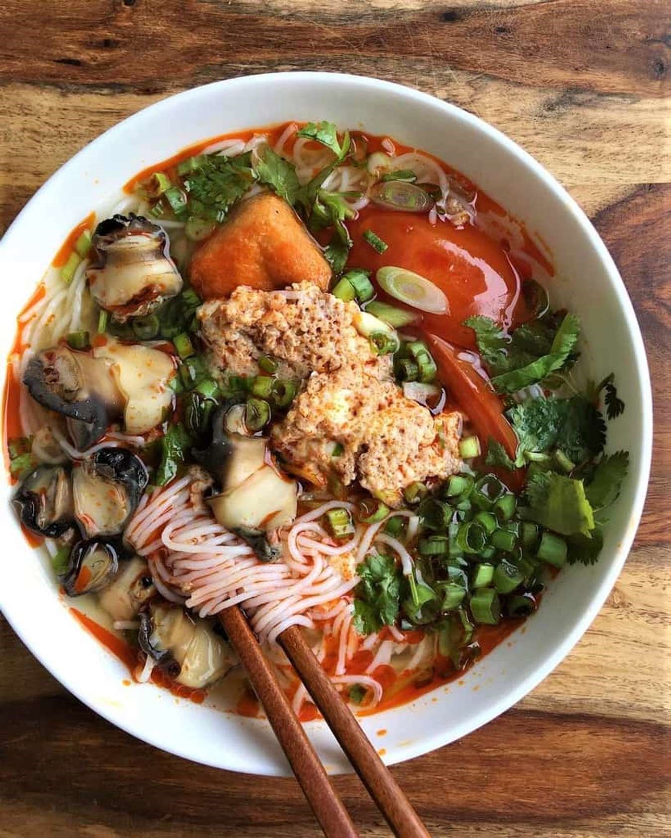                  Bún riêu ốc is one of the most delicious variations of this noodle dish.